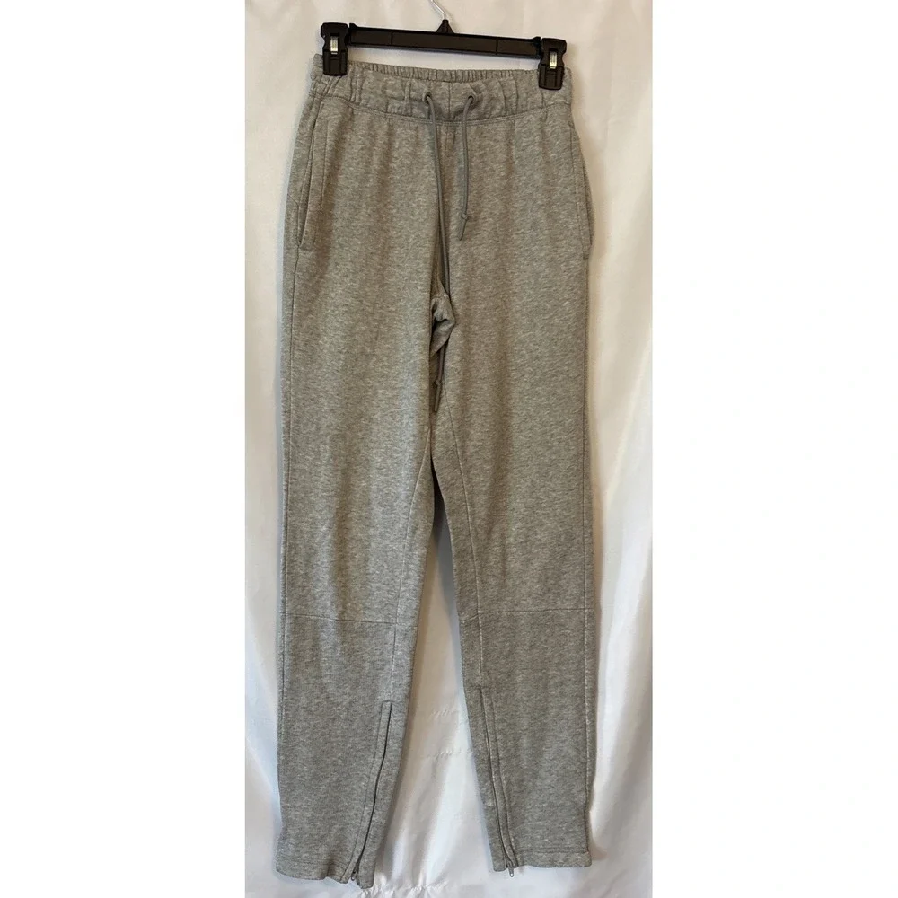 Adidas Joggers Men/Women's Sm Heathered Gray Fleece Tapered Ankle Zip Sweatpants